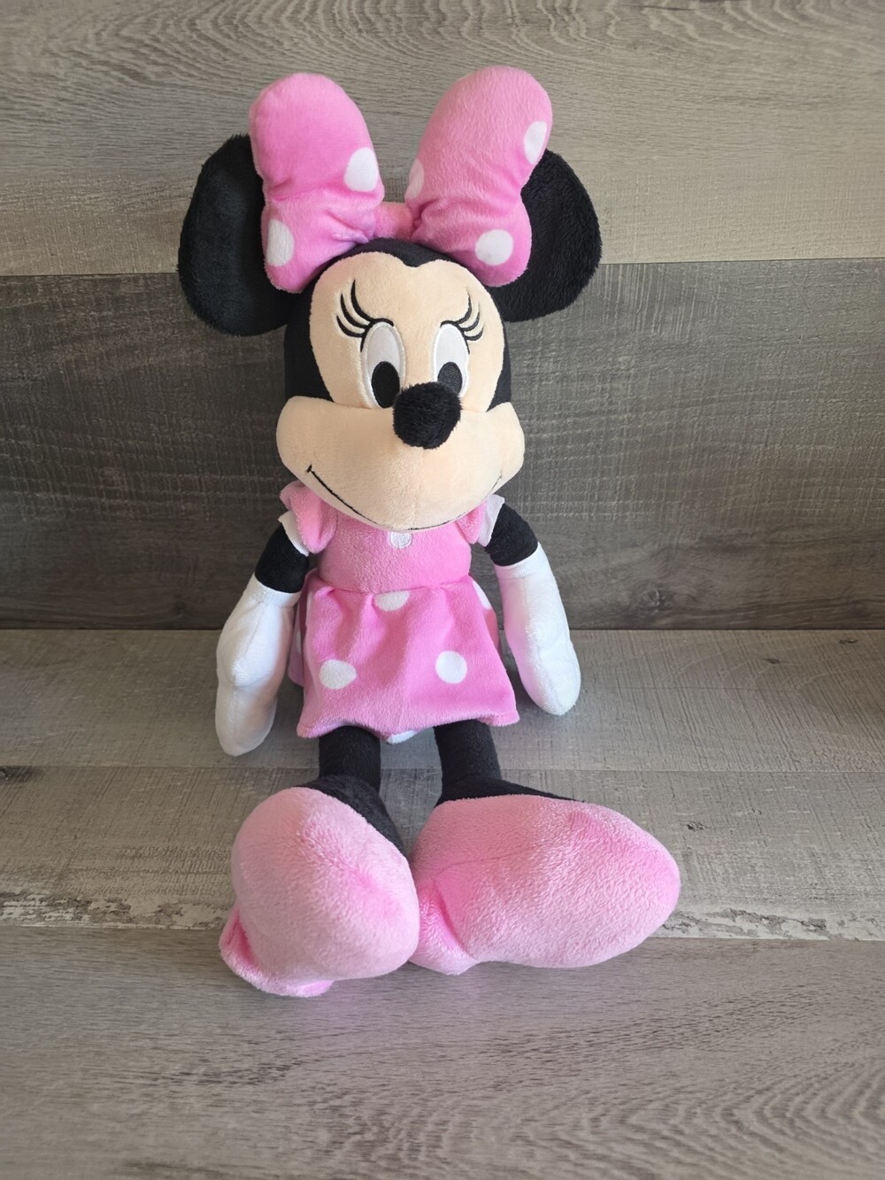 Medium Disney Minnie Mouse Pink Polka Dot Dress 22" Plush Plushie b117